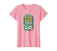 Fri-Yay Five Days Down Two to Go School Countdown T-Shirt, Women, Pink, XS