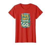 Fri-Yay Five Days Down Two to Go School Countdown T-Shirt, Women, Red, XXL