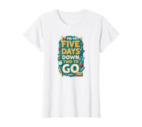 Fri-Yay Five Days Down Two to Go School Countdown T-Shirt, Women, White, M