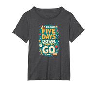 Fri-Yay Five Days Down Two to Go School Countdown T-Shirt, Women's Plus, Dark Heather Grey, 5X