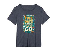 Fri-Yay Five Days Down Two to Go School Countdown T-Shirt, Women's Plus, Heather Blue, 1X