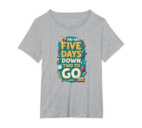 Fri-Yay Five Days Down Two to Go School Countdown T-Shirt, Women's Plus, Heather Grey, 5X