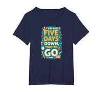 Fri-Yay Five Days Down Two to Go School Countdown T-Shirt, Women's Plus, Navy, 3X