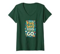 Fri-Yay Five Days Down Two to Go School Countdown V-Neck T-Shirt, Women, Forest Green, XXL