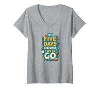 Fri-Yay Five Days Down Two to Go School Countdown V-Neck T-Shirt, Women, Heather Grey, M