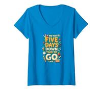 Fri-Yay Five Days Down Two to Go School Countdown V-Neck T-Shirt, Women, Sapphire, L