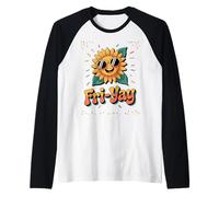 Fri-Yay Weekend Vibes Fun Boys Girls Men Women Sunflower Raglan Baseball Tee