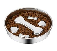 Fri4free Slow Feeder Dog Bowl - Stainless Steel Dog Slow Feeder Lick Bowl, Non-Slip Eating Puzzle Dish, Flat Puppy or Cat Food Plate, Pet Essentials & Supplies for Small or Medium Breeds(2 Cups)