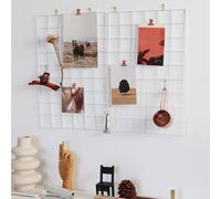 FRIADE Wall Grid Panel for Photo Display,Wall Storage Organizer,5 Metal Clips & 3 S Hooks & 4 Nails & 4 Plastic Hanging Buckles and 4 Screws Offered,Size 17.5" x 11.8",Set of 2 (White)