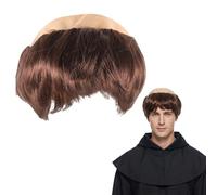 Friar Tuck Monk Wig with Bald Cap - Classic Medieval Tonsure Style Hair for Adults | Hilarious Old Man Bald Head Wig for Halloween, Stag Parties & Historical Cosplay - Lightweight & Realistic