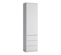 Fribo Tall narrow 1 door 3 drawer cupboard in White