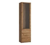 Golden Ribbeck Oak Fribo Tall narrow 1 door 3 drawer glazed display cabinet in Oak - Fribo Oak