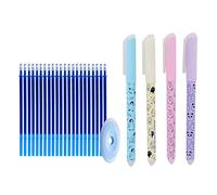 Friction Cute Cat Erasable Pen 0.38mm Nib Eraser Gel Pen Blue Black Ink Refills Rod Ballpoint Pen Kids School Stationery erasable pens Multicolor (Blue)