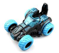 Friction Powered Flip Stunt Car - Push and Go Toy Car for Kids Boys Girls Ages 3+, Dual-Sided Rotating Vehicle with 360° Upright Spin, Durable Off-Road Toy, No Batteries Required (Blue)