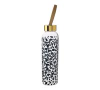 Frida 420ml Glass Water Bottle Multi Black - Leopard Print