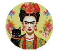 Frida and cat (4) Counted Cross Stitch Kits, 14 Count Cotton Cross Stitch kit