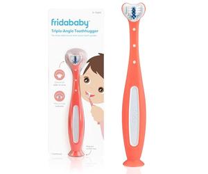 Frida Baby Toothhugger Kids Toothbrush: U-Shaped Toothbrush with Triple-Angle Bristles, Easy-Grip Handle, Soft Toothbrush Bristles, for Toddlers and Kids 2+ Years Old, Pink