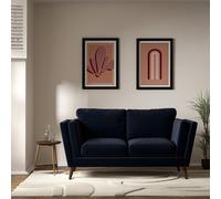 Frida Contemporary Velvet 2 Seater Feather Sofa with Dark Wood Legs Midnight Blue
