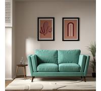 Frida Contemporary Velvet 2 Seater Feather Sofa with Dark Wood Legs Teal