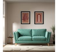 Frida Contemporary Velvet 3 Seater Feather Sofa with Light Wood Legs Teal