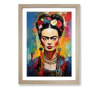 Frida Kahlo Abstract Framed Print | A2 Oak Framed Wall Art | Ready to Hang | Abstract Fantasy Picture | Living Room Bedroom Lounge Office