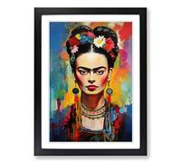 Frida Kahlo Abstract Framed Wall Art Print A2 Black