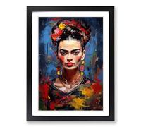 Frida Kahlo Action Framed Wall Art Print A2 Black