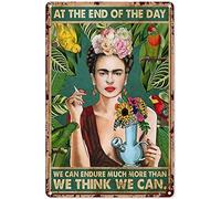 Frida Kahlo at The and of The Day we Think we can Vintage Art Poster Metal Plaque Tin Sign Farmhouse Bathroom Garage Sign Man Cave Vintage Art Wall Home Decor Christmas Decor 12x16 in