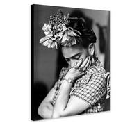 Frida Kahlo - Black and White Vintage Photo - Wall Art - Wrapped Framed Canvas Wall Art (A4 [12 x 8 inch / 30 x 20 cm])