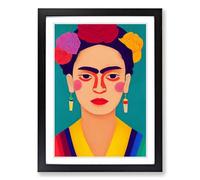 Frida Kahlo Block Colour Framed Print | A2 Black Framed Wall Art | Ready to Hang | Modern Nature Picture | Living Room Bedroom Lounge Office