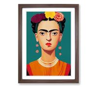 Frida Kahlo Design Framed Print | A2 Walnut Framed Wall Art | Ready to Hang | Modern Nature Picture | Living Room Bedroom Lounge Office