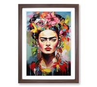 Frida Kahlo Expressionism Framed Print | A2 Walnut Framed Wall Art | Ready to Hang | Eclectic Historical Picture | Living Room Bedroom Lounge Office