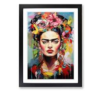 Frida Kahlo Expressionism Framed Wall Art Print - Ready to Hang Picture - Modern Art for Living Room Bedroom Kitchen Home - Black A3 (36 x 48 cm)
