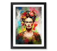 Frida Kahlo Gestural Framed Wall Art Print - Ready to Hang Picture - Modern Art for Living Room Bedroom Kitchen Home - Black A3 (36 x 48 cm)