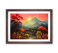 Frida Kahlo Landscape Framed Print | A2 Walnut Framed Wall Art | Ready to Hang | Modern Nature Picture | Living Room Bedroom Lounge Office