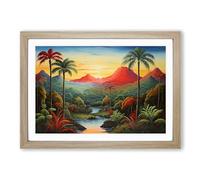 Frida Kahlo Landscape Framed Wall Art Print A2 Oak