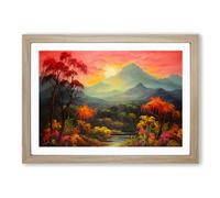 Frida Kahlo Landscape Framed Wall Art Print A2 Oak