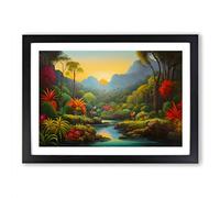 Frida Kahlo Landscape No.2 Framed Wall Art Print, Ready to Hang Picture for Living Room Bedroom Home Office, Black A2 (66 x 48 cm)