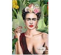 Frida Kahlo Lifting a Coffee Cup and Smoking Poster Print Wall Decor Print On Canvas Wall Art Artwork Canvas Painting Home Decor Picture for Living Room Bedroom Frameless,60 x 80 cm