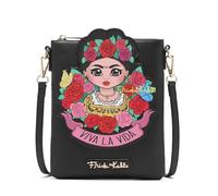 Frida Kahlo Messenger Crossbody Bag -FAD408, Black/Black