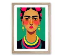Frida Kahlo Minimalism Framed Print | A2 Oak Framed Wall Art | Ready to Hang | Minimalist Nature Picture | Living Room Bedroom Lounge Office