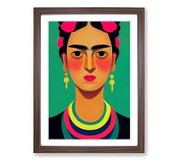Frida Kahlo Minimalism Framed Print | A2 Walnut Framed Wall Art | Ready to Hang | Minimalist Nature Picture | Living Room Bedroom Lounge Office