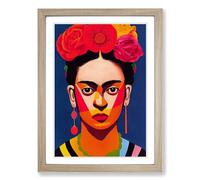 Frida Kahlo Modern Art Framed Print | A2 Oak Framed Wall Art | Ready to Hang | Modern Nature Picture | Living Room Bedroom Lounge Office