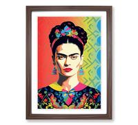 Frida Kahlo Op Framed Print | A2 Walnut Framed Wall Art | Ready to Hang | Modern Nature Picture | Living Room Bedroom Lounge Office