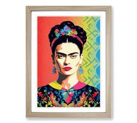 Frida Kahlo Op Framed Wall Art Print A2 Oak