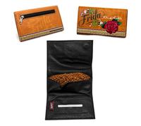 Frida Kahlo Tobacco Pouch - Rolling Tobacco Storage Case with Zip Compartment & Button Closure - Compact Baccy Pouch for Papers, Filters & Accessories - Portable Leather Style Tobacco Wallet