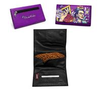 Frida Kahlo Tobacco Pouch - Rolling Tobacco Storage Case with Zip Compartment & Button Closure - Compact Baccy Pouch for Papers, Filters & Accessories - Portable Leather Style Tobacco Wallet
