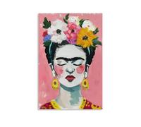 Frida Kahlo Wall Art Prints Paintings Poster Pink Background Portrait Colorful Painting Portrait of Frida Kahlo Cool Artworks Painting Wall Art Canvas Prints Hanging Picture Home Decors Gift Idea Unfr