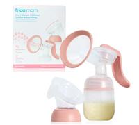 Frida Mom 2-in-1 Breast Pump: Manual Hand Pump & Hands-Free Automatic Suction Cup, Dual-Mode, Wireless Milk Collector, Ergonomic Handle, SoftFeel Flange for Breastfeeding