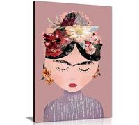 Frida Pastel Version Canvas Print, Framed Wall Art Pictures for Home Decor 61x41cm (24x16in)
